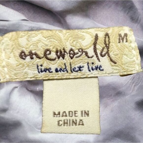 ONE WOR   TUNIC/TOP Printed Knit 3/4 Sleeved ASYMMETRICAL Embellished Sz MEDIUM - Picture 16 of 16